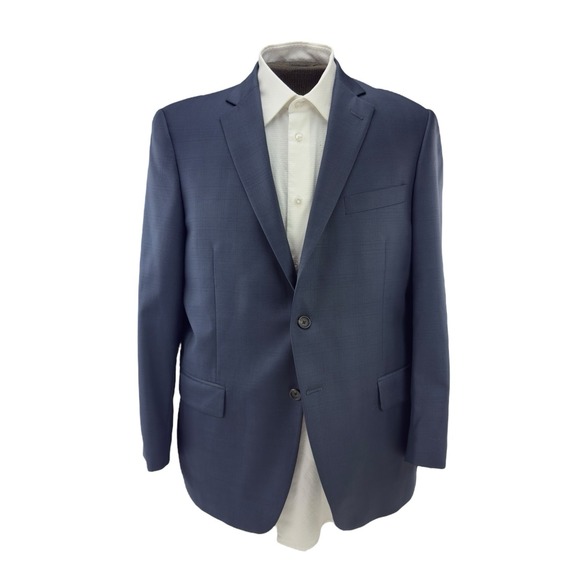 Hart Schaffner Marx Blue Check Wool Blazer 2 Button Double Vent Men's 44S USA - Picture 1 of 7